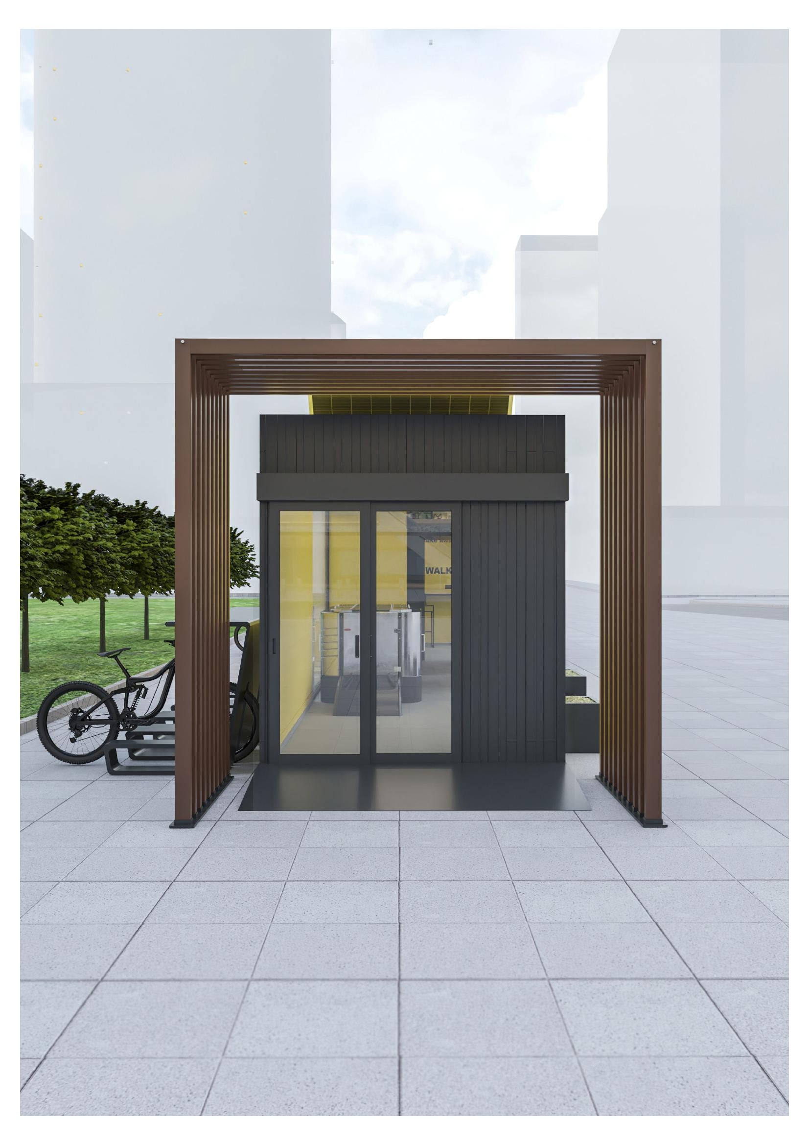 OASIS 40 container front with bicycle