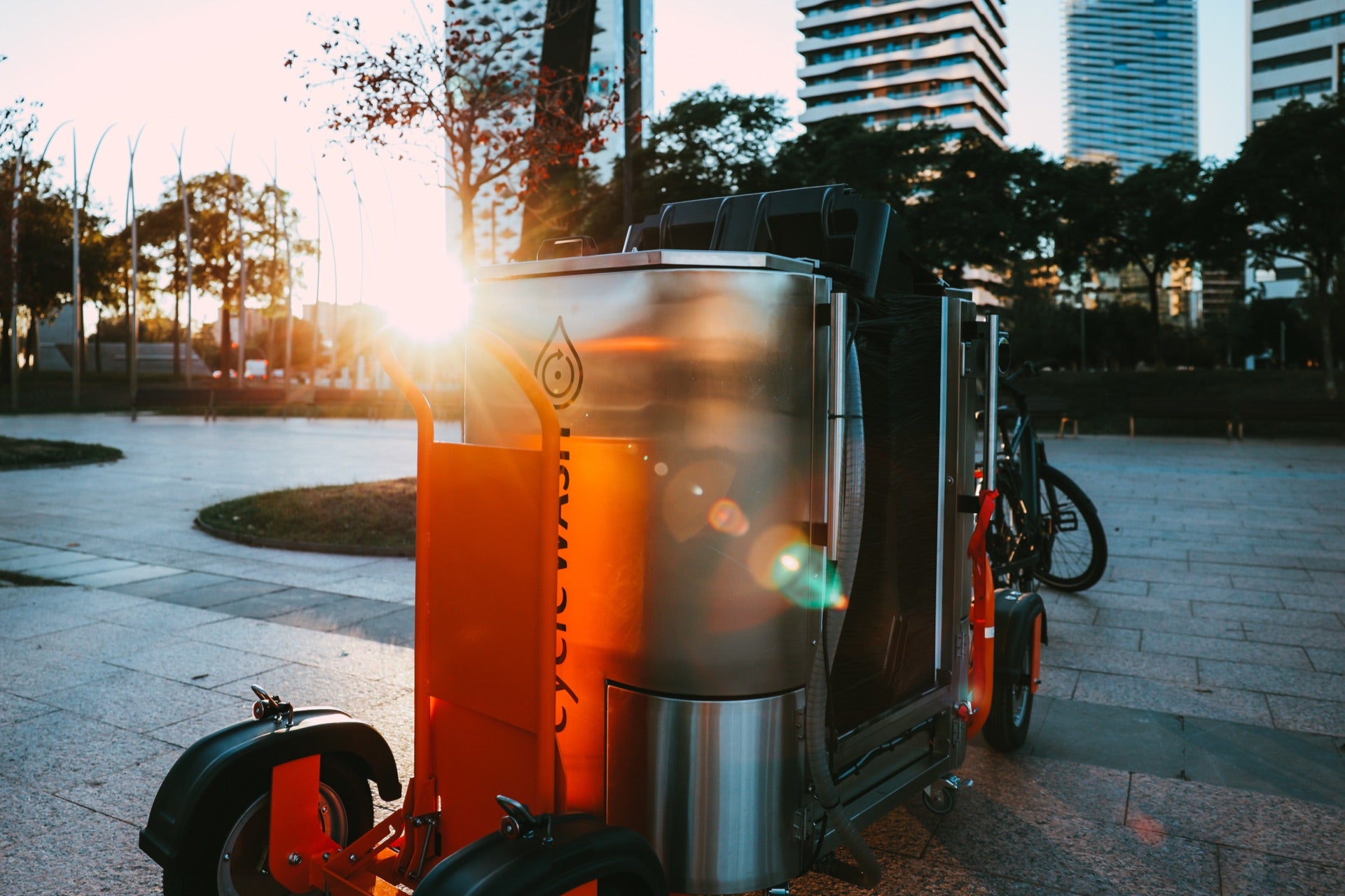 Mini Platinum — Barcelona plaza at sunset