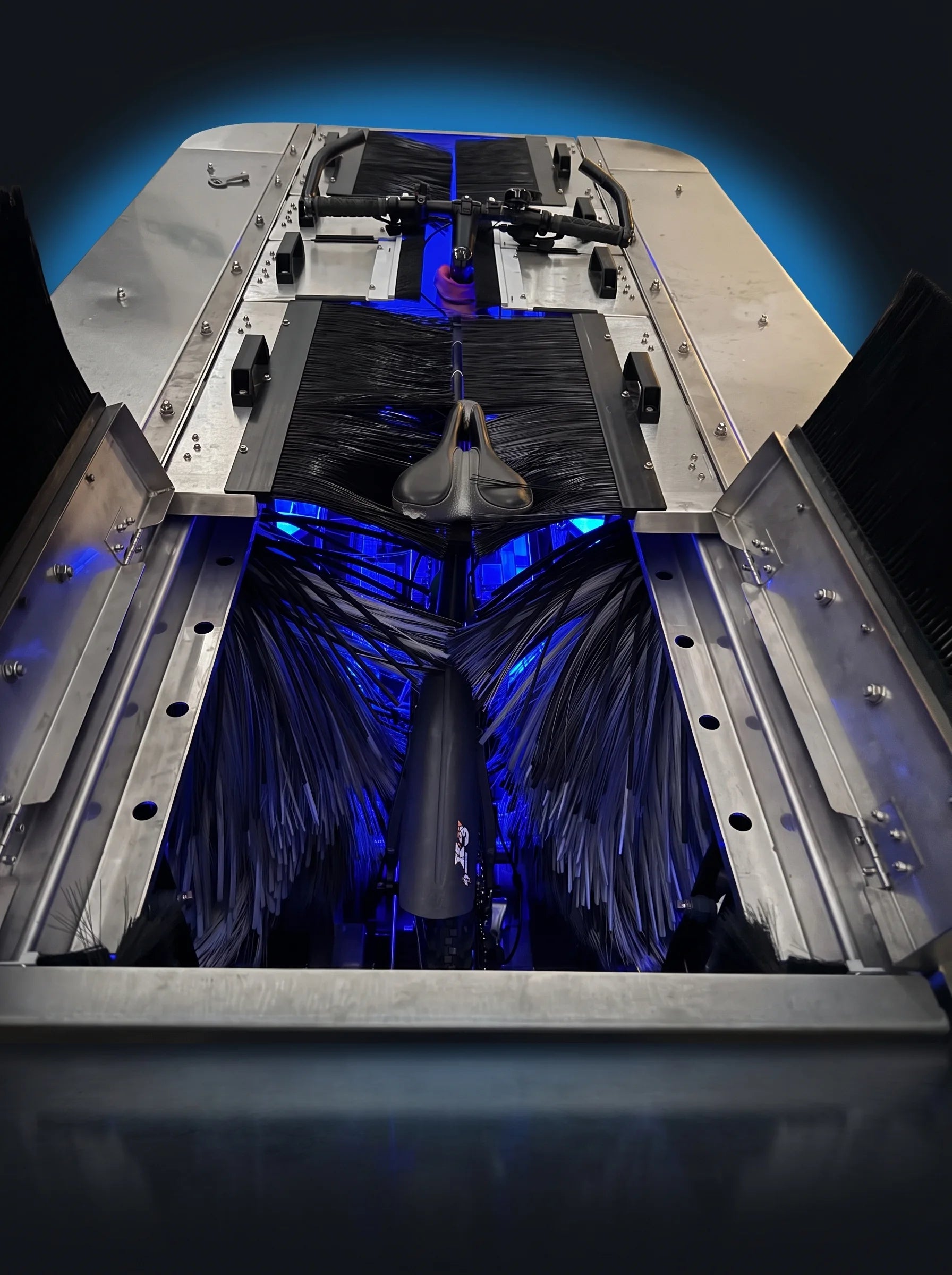 Inside the brush chamber — wash cycle lighting