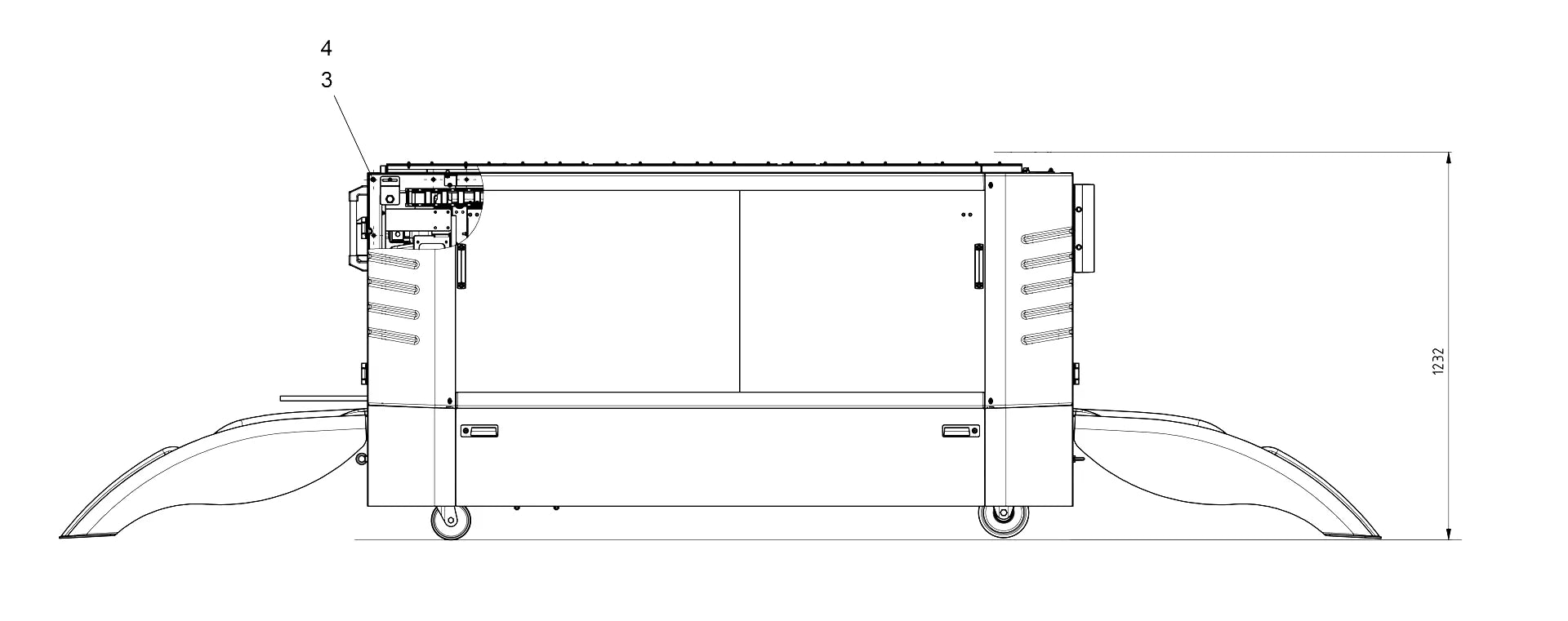 cycleWASH Pro side technical drawing &mdash; two ramp configuration