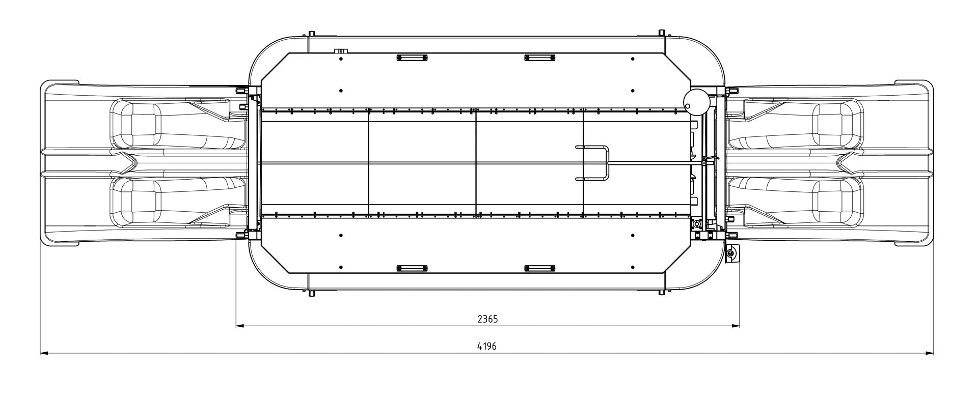 cycleWASH Pro top technical drawing &mdash; two ramp configuration
