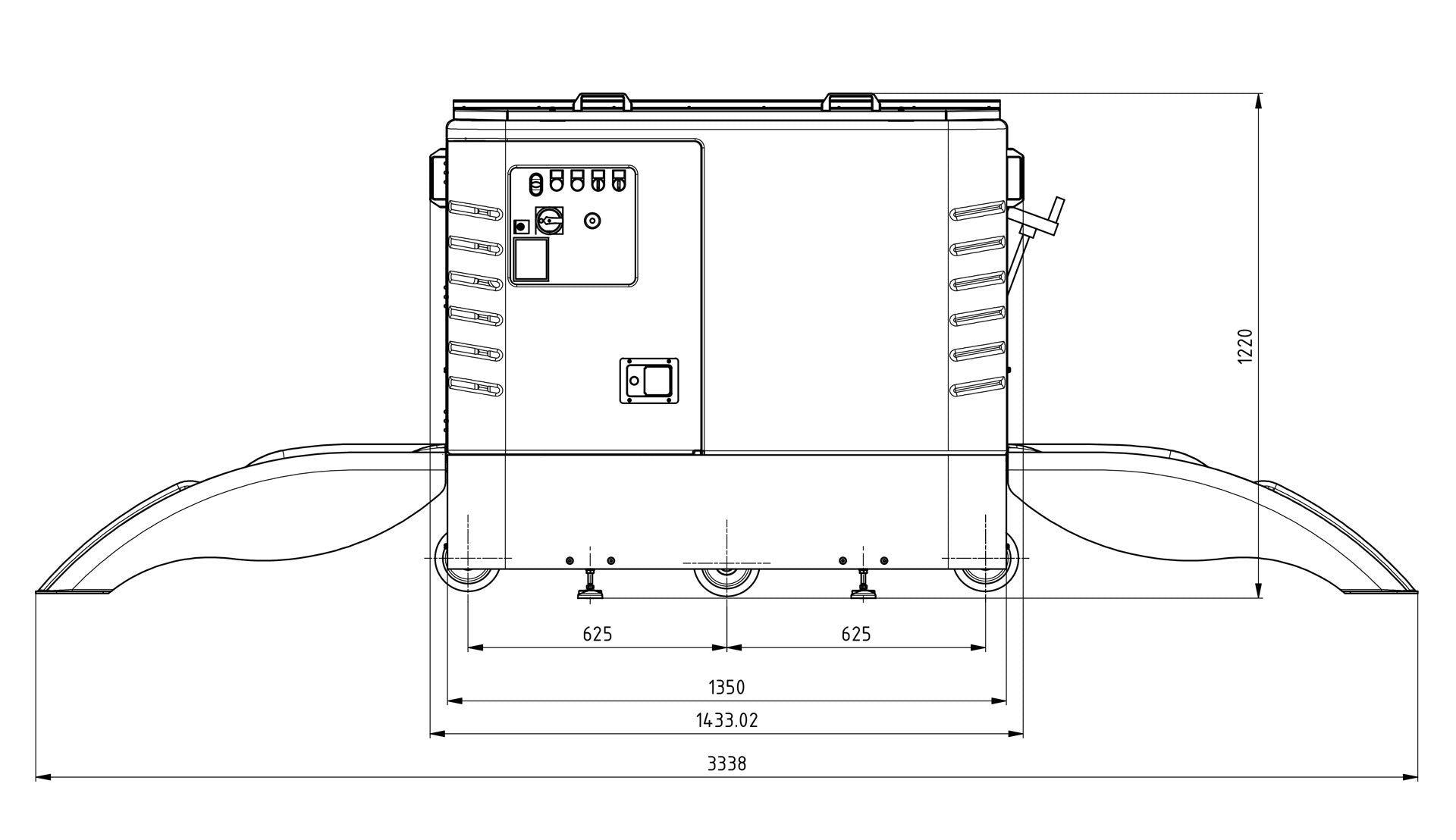 cycleWASH mini &mdash; side technical drawing