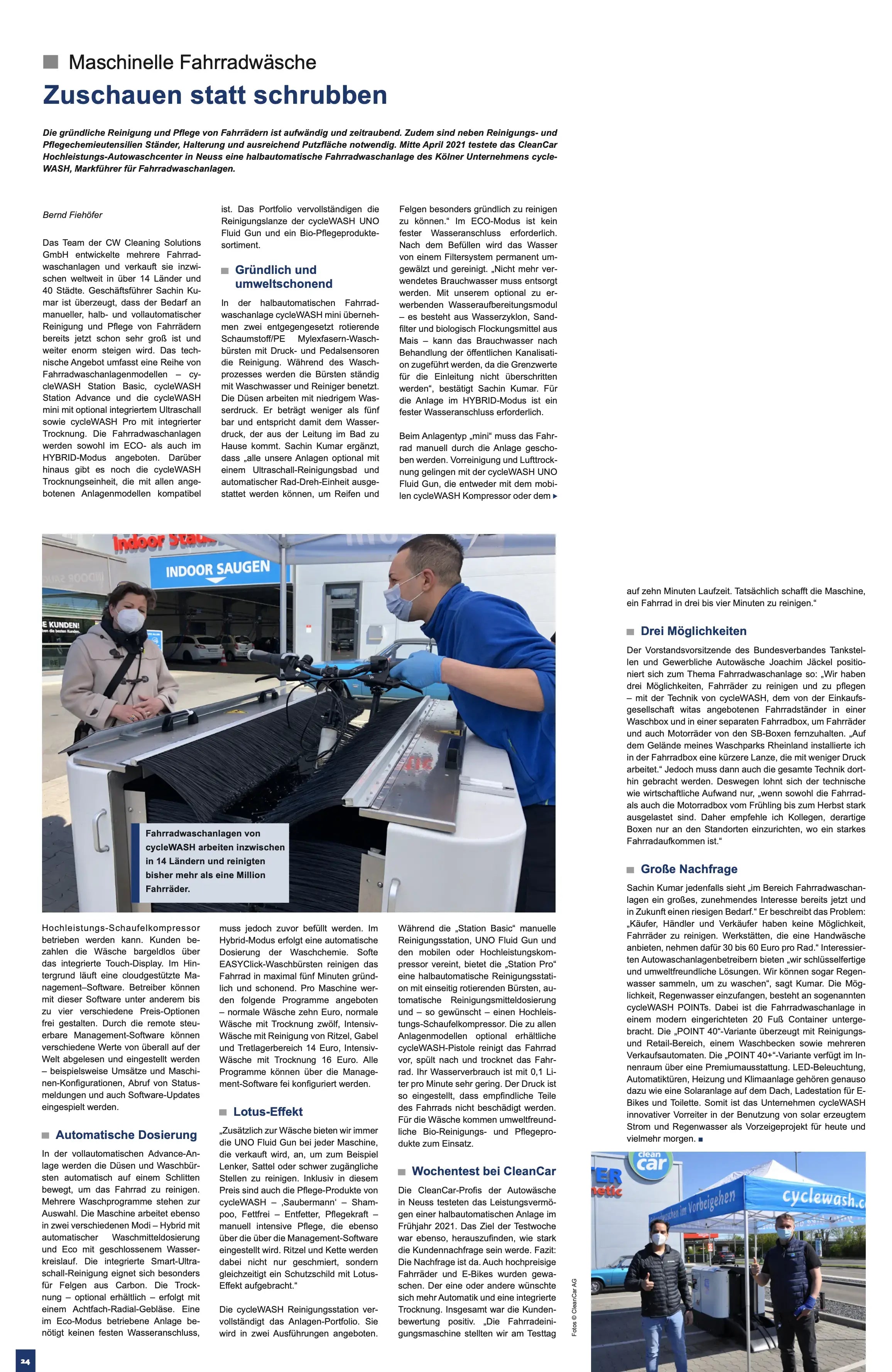 Die Autowäsche — bike wash feature
